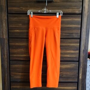 Old Navy Bright Orange High-Waist Crop Leggings